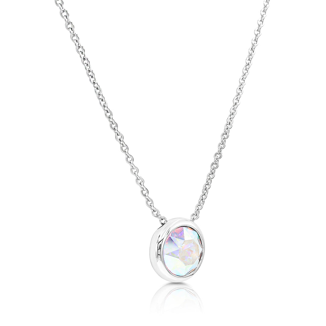 SO SEOUL Bella Classic Round Aurore Boreale or Light Sapphire Swarovski® Crystal Adjustable Necklace