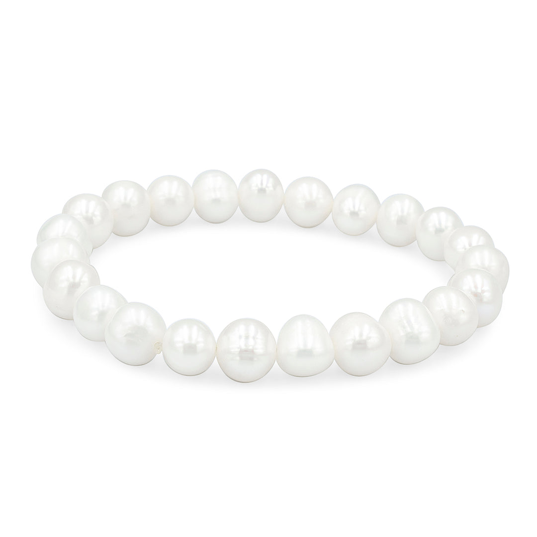 SO SEOUL Lucent Nature Freshwater White Pearl Elastic Bracelet