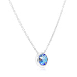 Load image into Gallery viewer, SO SEOUL Bella Classic Round Aurore Boreale or Light Sapphire Swarovski® Crystal Adjustable Necklace
