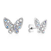 SO SEOUL Caria Butterfly Aurore Boreale Crystal Stud Earrings