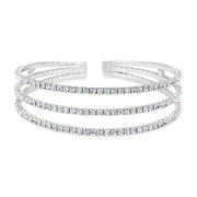 SO SEOUL Chiara Classic Triple Row White Austrian Crystal Open End Bangle