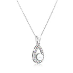 Load image into Gallery viewer, SO SEOUL Glimmering Teardrop Pearl and Austrian Crystal Pendant Chain Necklace
