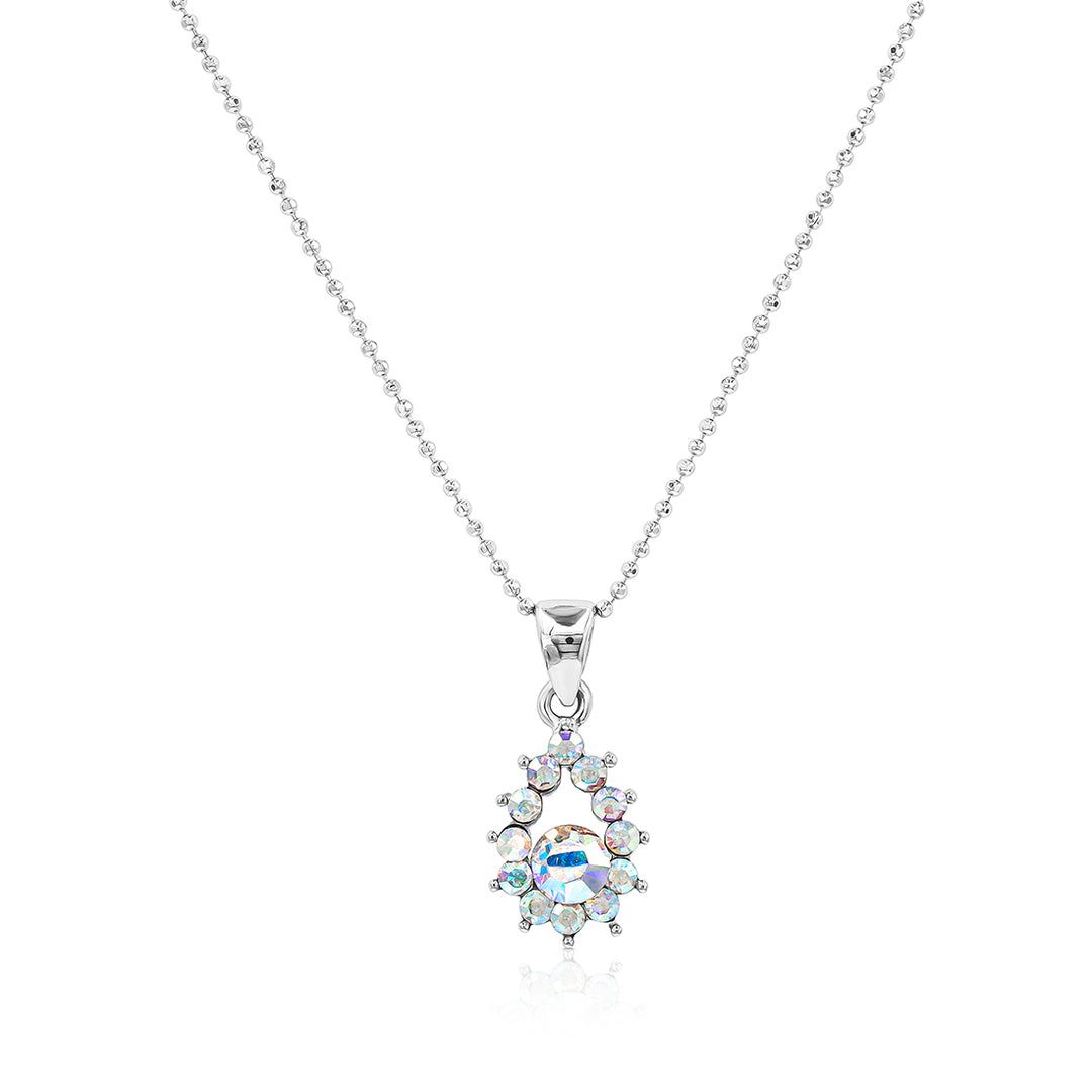 SO SEOUL Glimmering Teardrop Austrian Crystal Pendant Necklace