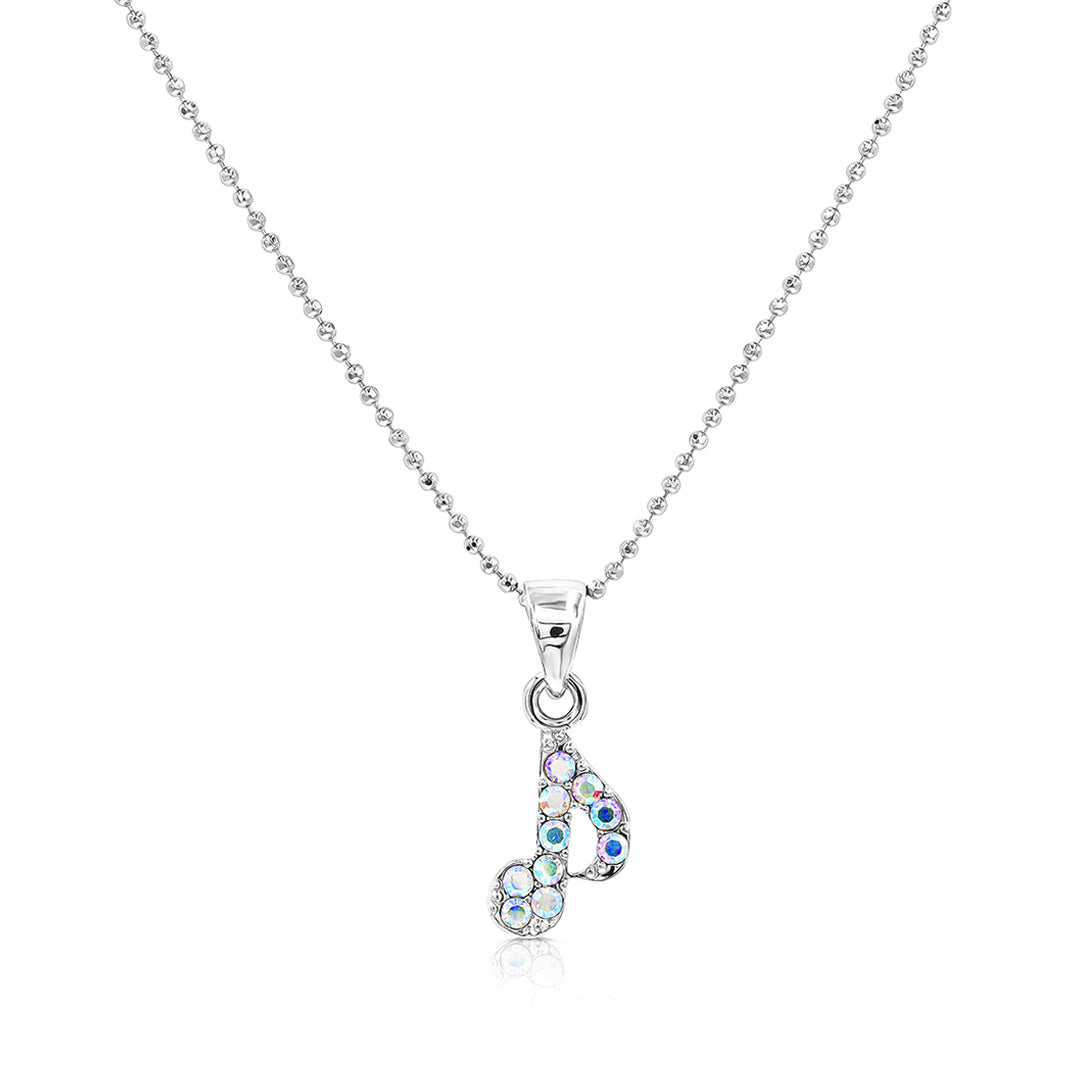 SO SEOUL Music Note Aurore Boreale Austrian Crystal Pendant Necklace