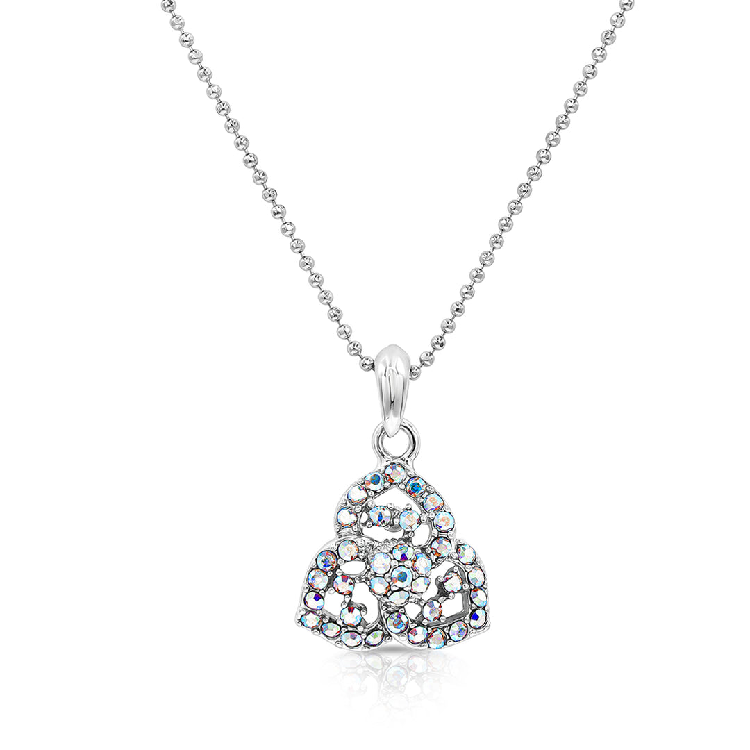 SO SEOUL Glimmering Triad Aurore Boreale Austrian Crystal Pendant Necklace