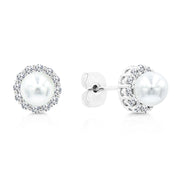 SO SEOUL Pearlescent Aura Halo Diamond Simulant Cubic Zircon Pierced Stud Earrings