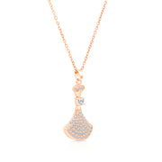 SO SEOUL Roseate Teardrop Pavé with Diamond Simulant Rose Gold Pendant Necklace