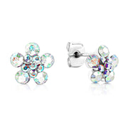 SO SEOUL Petite Floral Blossom Opaline Aurore Boreale Crystal Stud Earrings