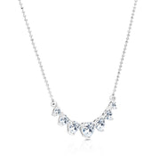 SO SEOUL Amora Love Heart Quintuple Diamond Simulant Cubic Zirconia with Fixed Ball Chain Necklace