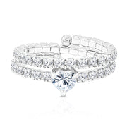 SO SEOUL Amora Love Heart 0.5 CT Diamond Simulant Cubic Zirconia Double Row Adjustable Ring