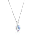 Load image into Gallery viewer, SO SEOUL Bella Classic Aurore Boreale or Light Sapphire Swarovski® Crystal Round Pendant Necklace
