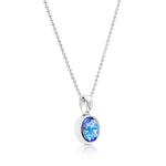 Load image into Gallery viewer, SO SEOUL Bella Classic Aurore Boreale or Light Sapphire Swarovski® Crystal Round Pendant Necklace
