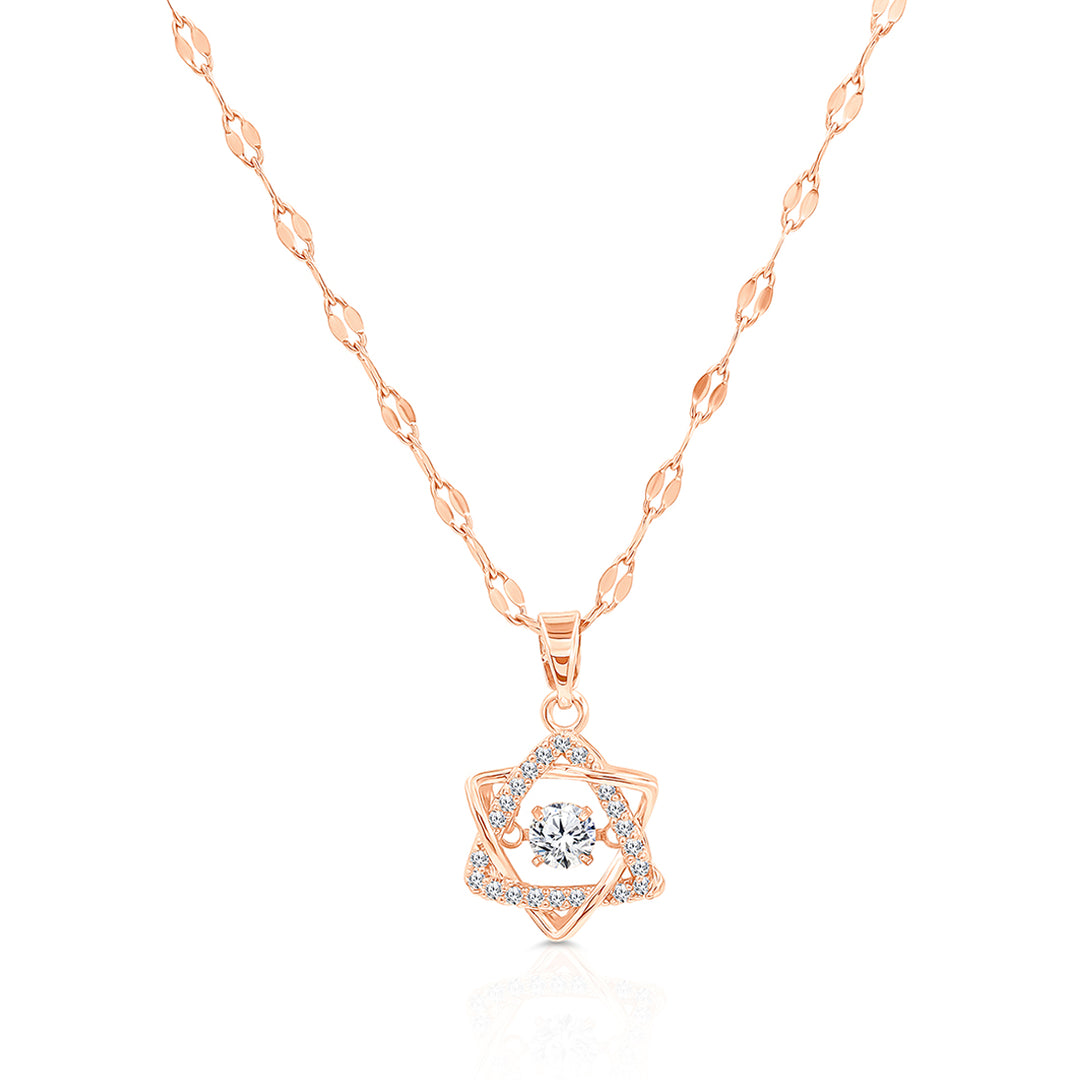 SO SEOUL Galactic Sunstar Diamond Simulant Cubic Zirconia Rhodium or Rose Gold Pendant