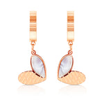 Load image into Gallery viewer, SO SEOUL Amora Love Half - Rose Gold and Mother of Pearl Heart Hoop Earrings
