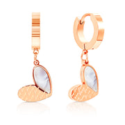 SO SEOUL Amora Love Heart Half Mother of Pearl Rose Gold Hoop Earrings