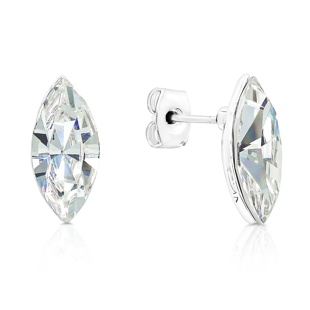 SO SEOUL Ioni Leaf Marquise Cut Moonlight Swarovski® Crystal Stud Earrings
