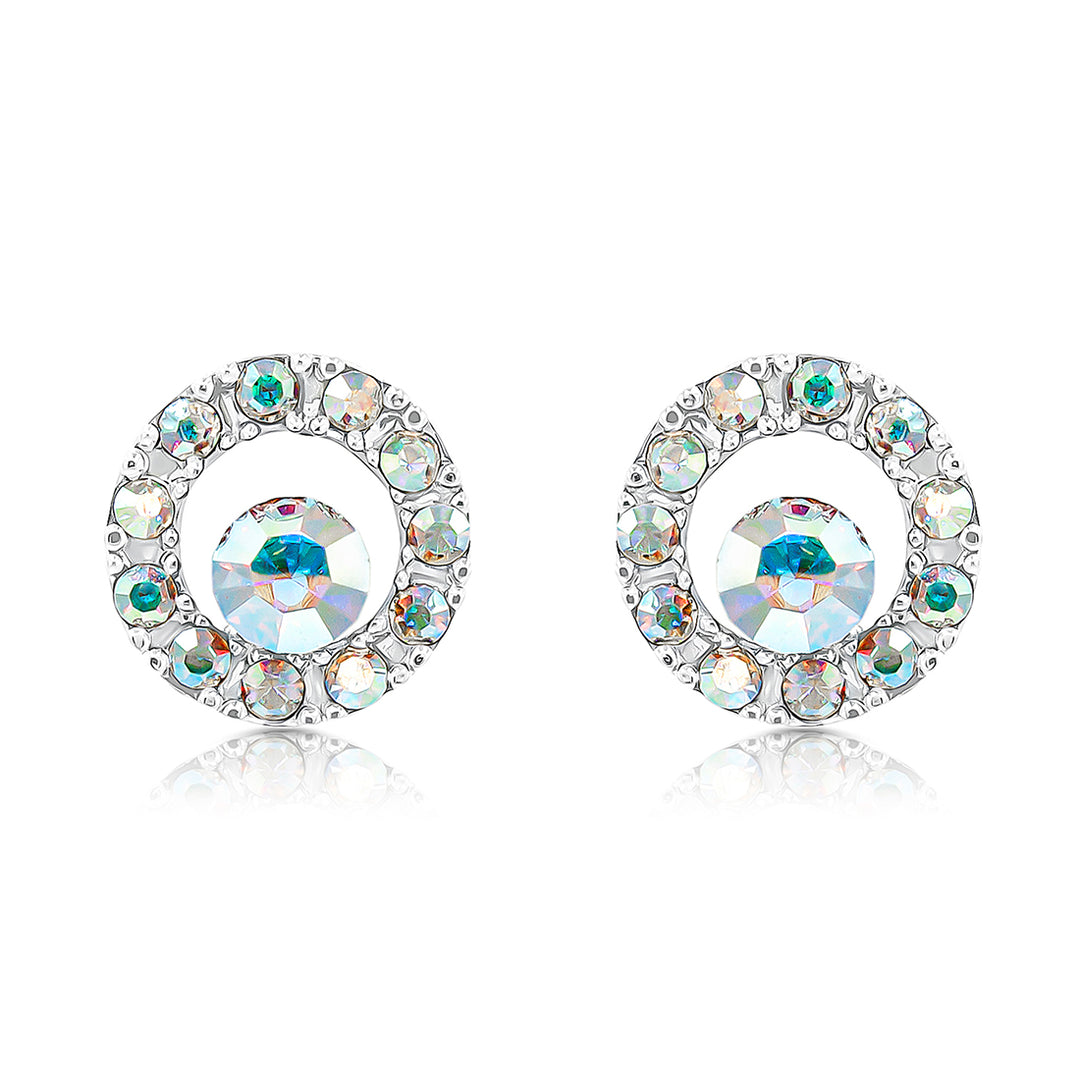 SO SEOUL Halo Open Circle Aurore Boreale Austrian Crystal Stud Earrings