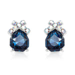 Load image into Gallery viewer, SO SEOUL Graceful Bow Silver Night and Montana Swarovski® Crystal Studs Earrings
