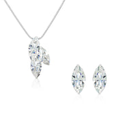 SO SEOUL Ioni Triple Leaf Swarovski®Crystal Pierced Stud Earrings and Pendant Necklace Gift Set