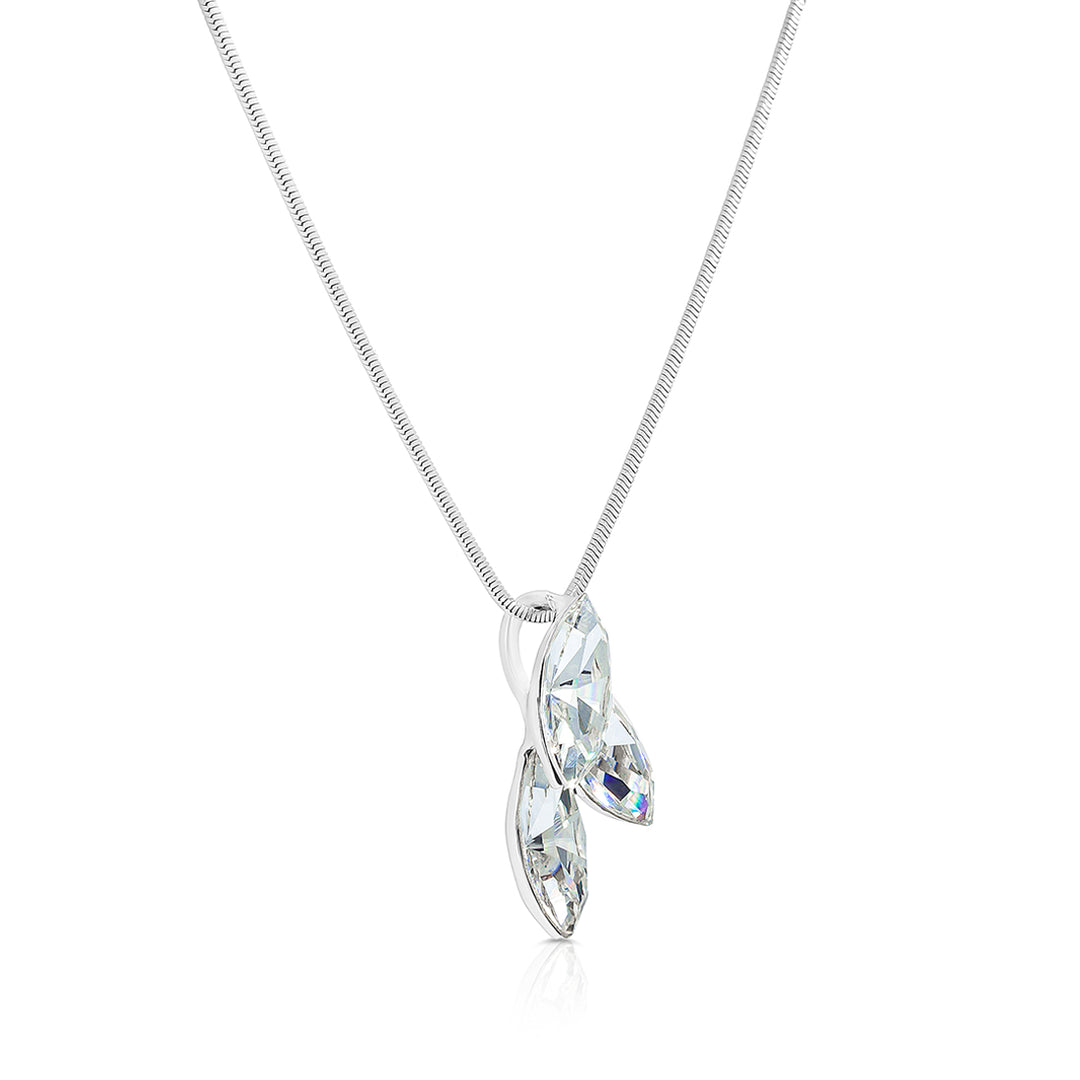 SO SEOUL Ioni Leaf Marquise Cut Moonlight Swarovski® Crystal Pendant Necklace