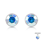 Load image into Gallery viewer, SO SEOUL Bella Classic Aurore Boreale or Light Sapphire Swarovski® Crystal Pierced Stud Earrings
