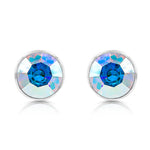 Load image into Gallery viewer, SO SEOUL Bella Classic Aurore Boreale or Light Sapphire Swarovski® Crystal Pierced Stud Earrings
