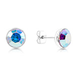 Load image into Gallery viewer, SO SEOUL Bella Classic Aurore Boreale or Light Sapphire Swarovski® Crystal Pierced Stud Earrings
