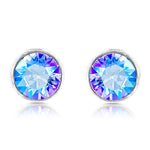Load image into Gallery viewer, SO SEOUL Bella Classic Aurore Boreale or Light Sapphire Swarovski® Crystal Pierced Stud Earrings
