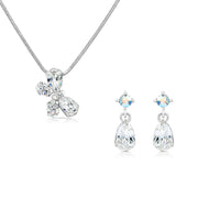 SO SEOUL Caria Butterfly Moonlight or Blue Shade Swarovski® Crystal Pendant Necklace and Stud Earrings Jewelry Set