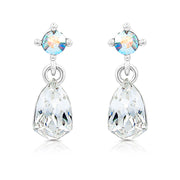 SO SEOUL Ioni Maple Leaf Moonlight or Blue Shade Swarovski® Crystal Pierced Stud Dangle Earrings