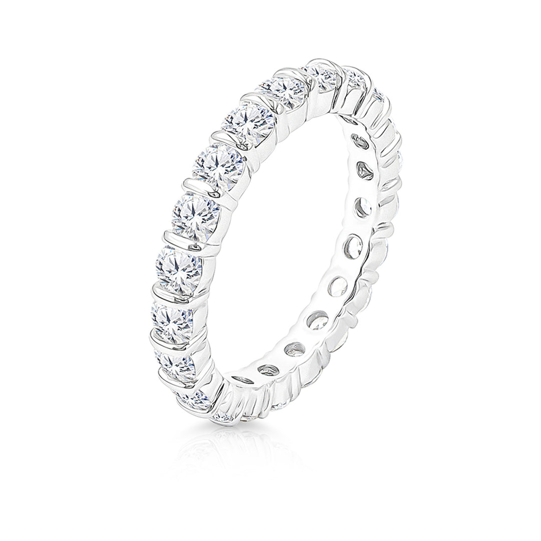 SO SEOUL Genevieve Round Full Band Diamond Simulant Cubic Zirconia Silver Ring