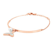 SO SEOUL Ocean The Sea Whale Tail Charm with Dangling Pearl Rose Gold Bracelet