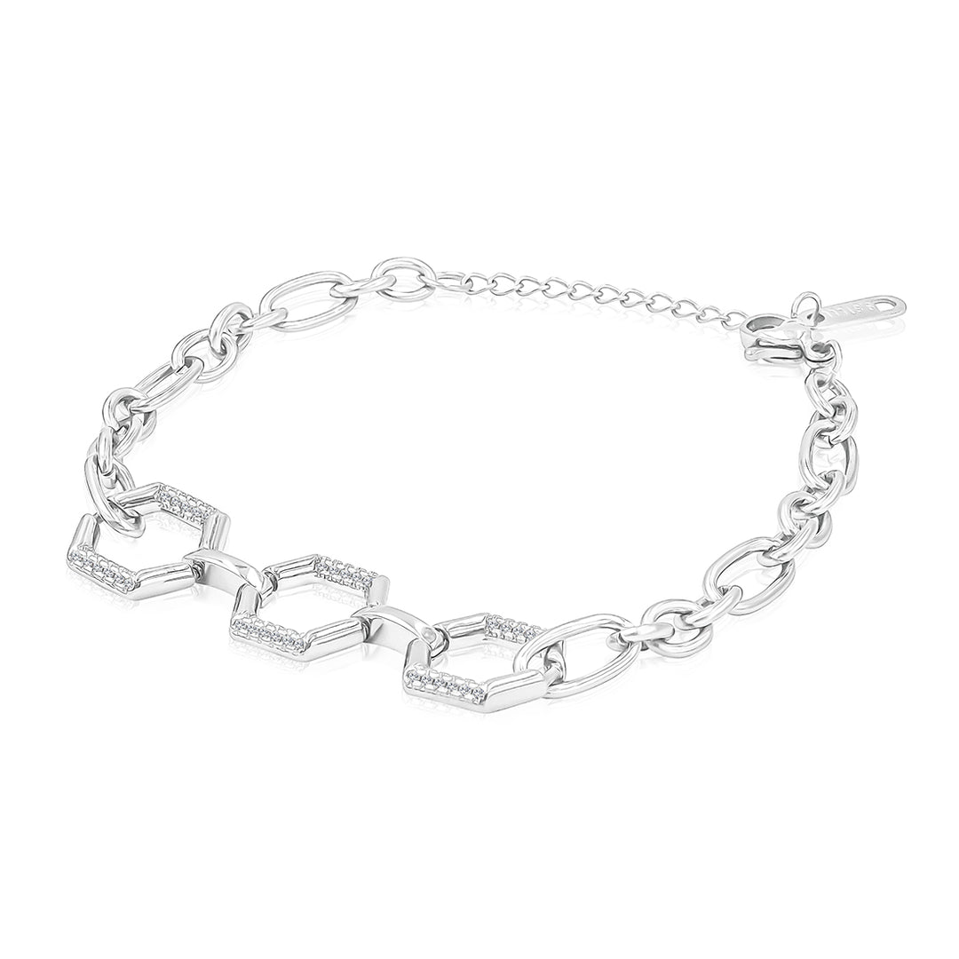 SO SEOUL Glimmering Geometric Diamond Simulant Chain Bracelet