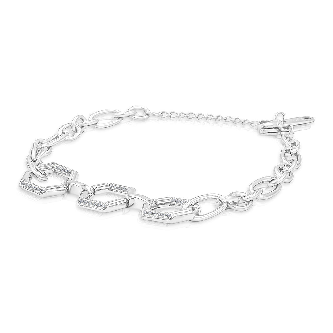 SO SEOUL Glimmering Geometric Diamond Simulant Chain Bracelet