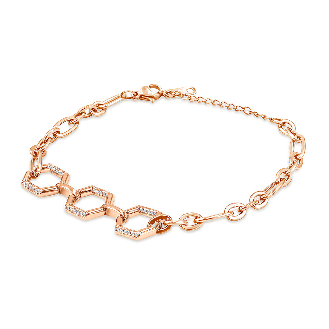 SO SEOUL Glimmering Geometric Diamond Simulant Chain Bracelet