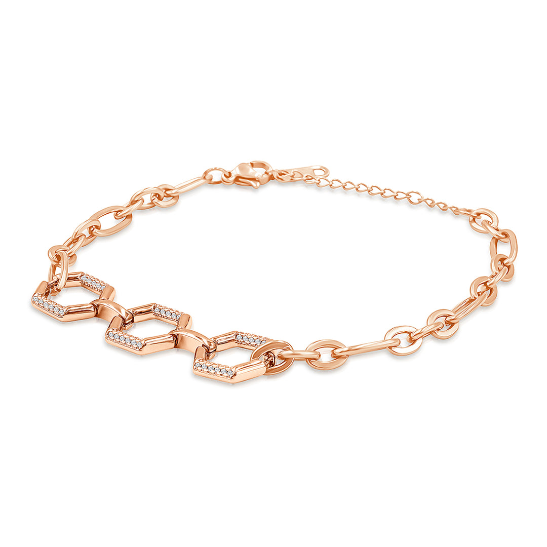 SO SEOUL Glimmering Geometric Diamond Simulant Chain Bracelet