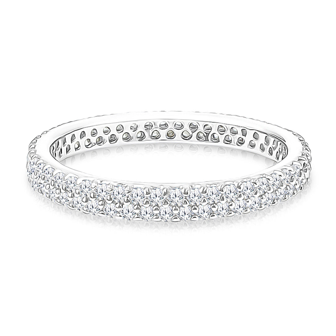 SO SEOUL Allista Classic Double Row Diamond Simulant Cubic Zirconia Full Band Silver Ring