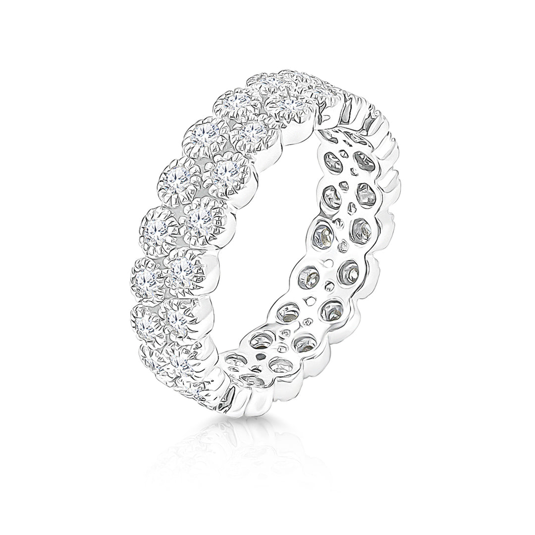 SO SEOUL Genevieve Round Eternity Full Band Diamond Simulant Cubic Zirconia Silver Ring