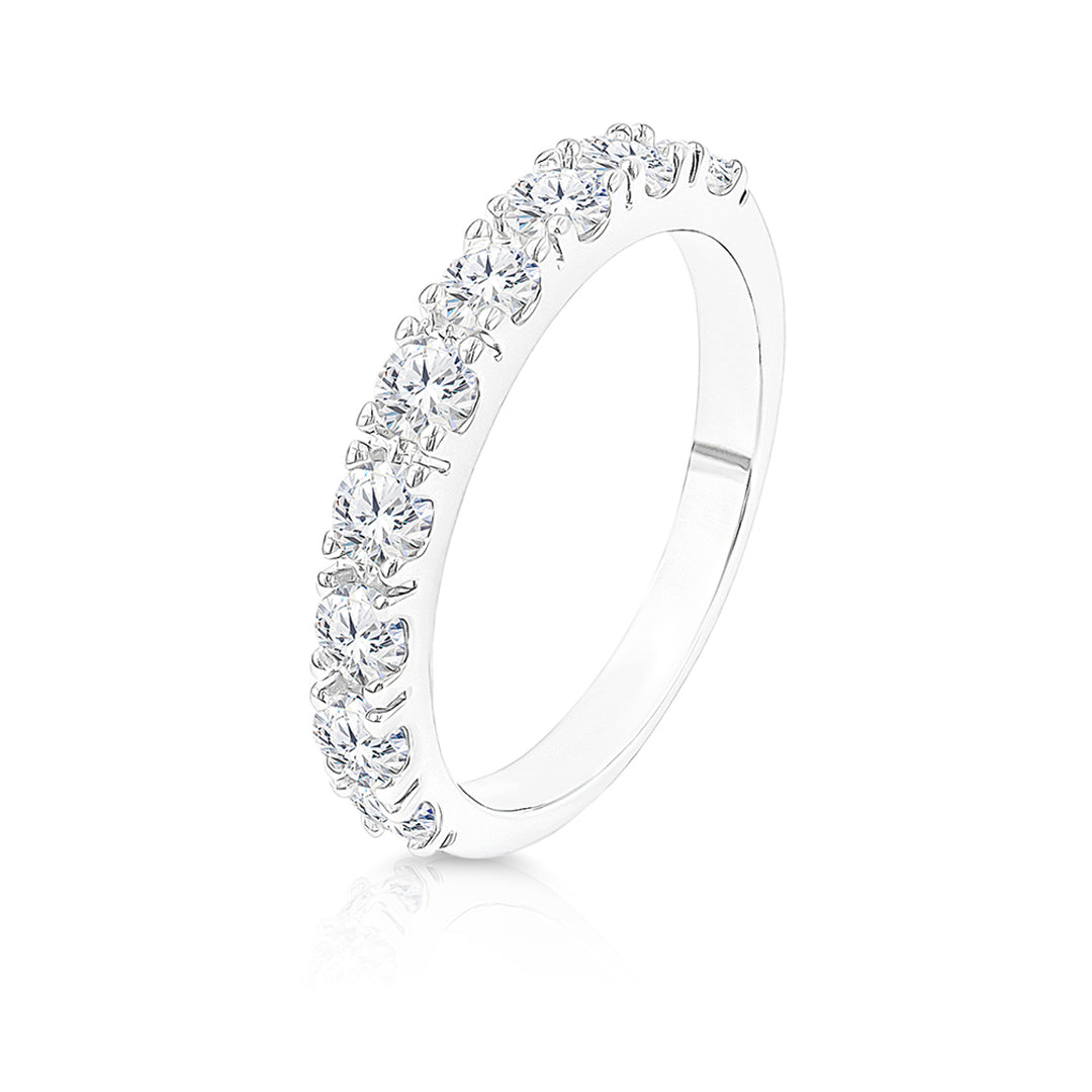 SO SEOUL Angelica Nine-Stone Brilliant Cut Diamond Simulant Cubic Zirconia Silver Ring