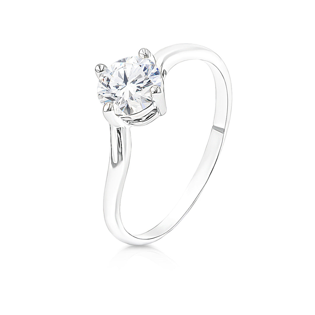 SO SEOUL Athena 0.5 Carat Brilliant Cut Solitaire Diamond Simulant Cubic Zirconia Silver Ring