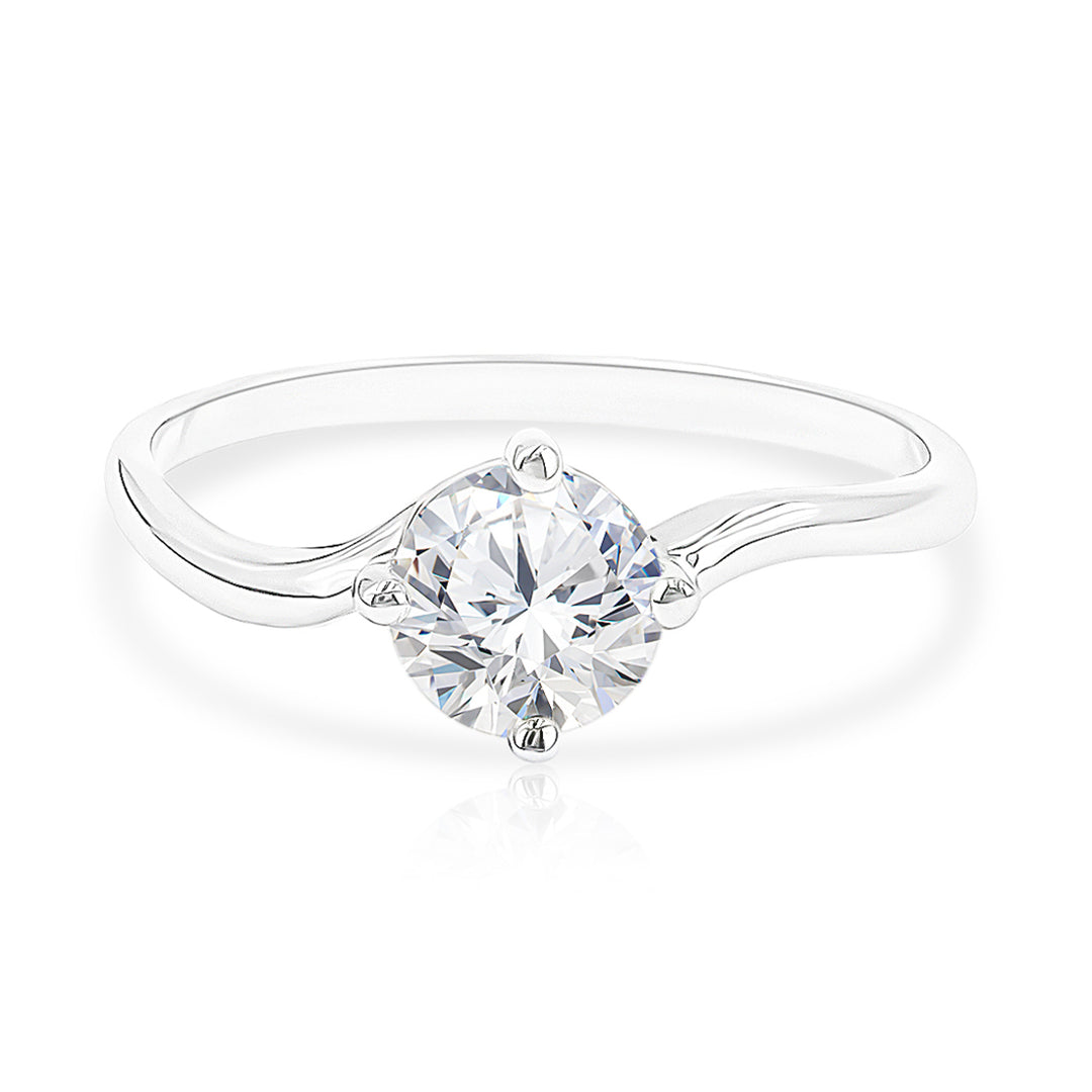 SO SEOUL Athena 0.5 Carat Brilliant Cut Solitaire Diamond Simulant Cubic Zirconia Silver Ring