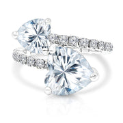 SO SEOUL Amora Heart Diamond Simulant 0.75 & 4 Carat Cubic Zirconia Spiral Adjustable Ring