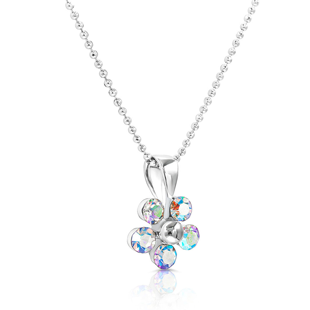 SO SEOUL Kaleidoscope Floral Blossom Opaline Austrian Crystal Pendant Necklace