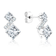 SO SEOUL Athena Emerald Zigzag Square Diamond Simulant Zircon Pierced Stud Earrings