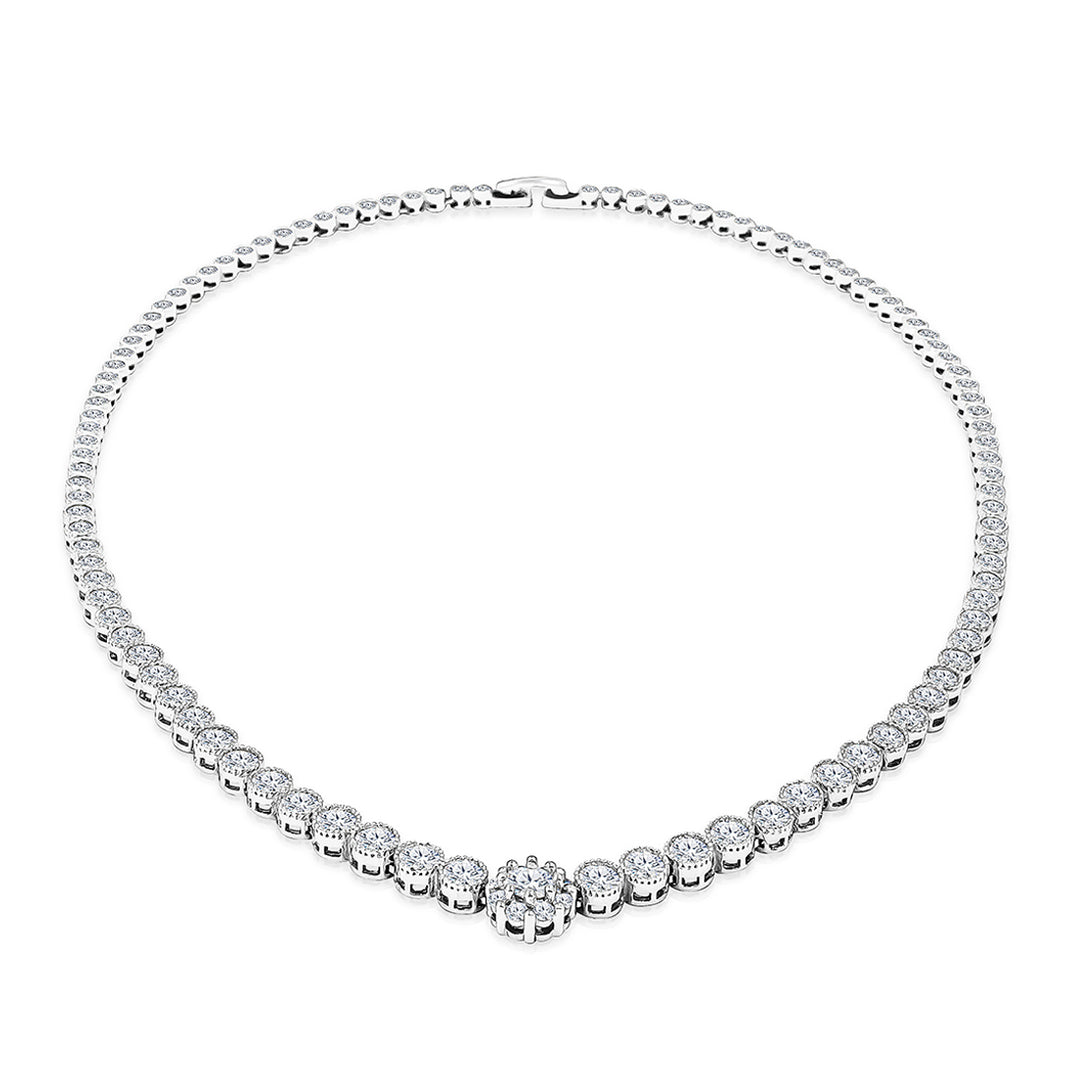 SO SEOUL Jiwon Luxe Centralized Halo Setting Diamond Simulant Cubic Zirconia Necklace