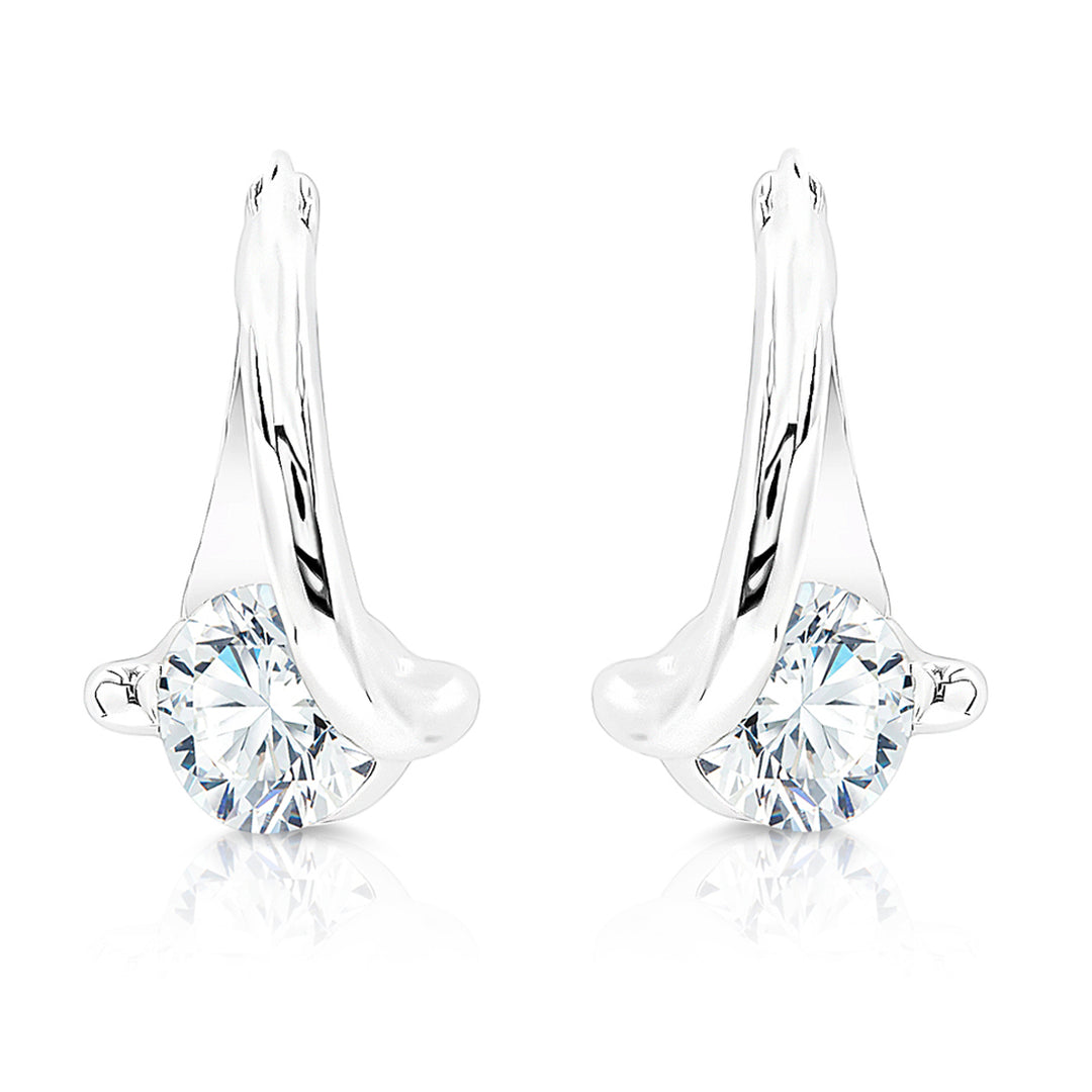 SO SEOUL Harley Huggie Sparkle Solitaire Diamond Simulant Cubic Hoop Clip Earrings