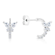 SO SEOUL Caria Butterfly Opaline Diamond Simulant Cubic Half Hoops Stud Earrings