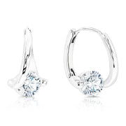 SO SEOUL Harley Huggie Sparkle Solitaire Diamond Simulant Cubic Hoop Clip Earrings