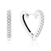 SO SEOUL Harley Huggie Single Row Diamond Simulant Hidden Heart Hug Hoop Earrings