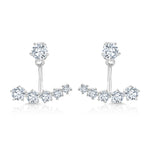 Load image into Gallery viewer, SO SEOUL Gleam Wavy Five Round Solitaire Curve Diamond Simulant Earring Jackets
